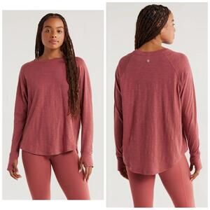(TNA-54) Zella Relaxed Washed 2.0 Long Sleeve in Jelly Red